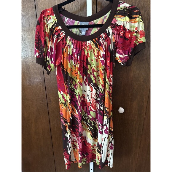 Rabbit Rabbit Rabbit Designs Midi Dress Scoop Neckline Multi Color Adrenaline 6 - Picture 1 of 6